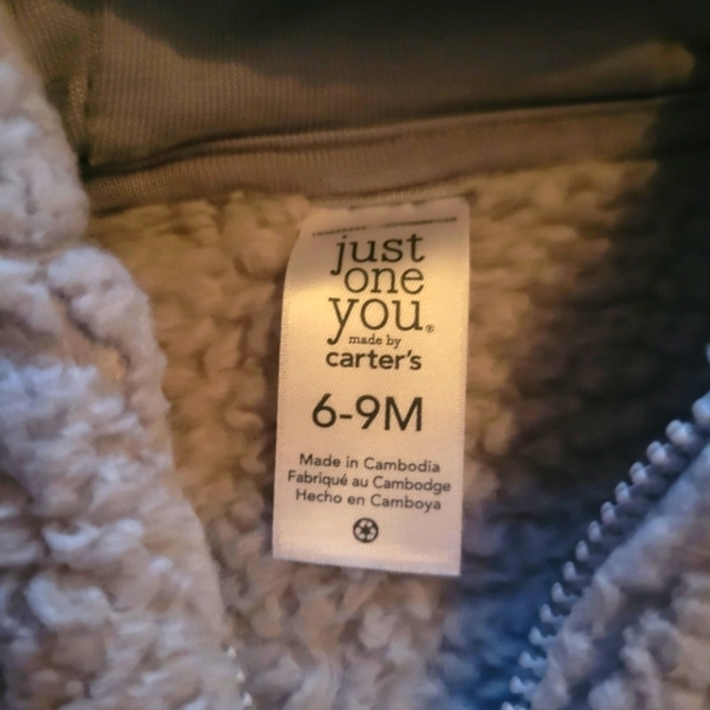 Carter's full Zip sherpa hoodie size 6-9 months - Picture 3 of 5